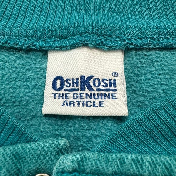 Rare Vintage 80s Osh Kosh Quarter Snap Pullover Sweatshirt Teal Size XL - Picture 2 of 7